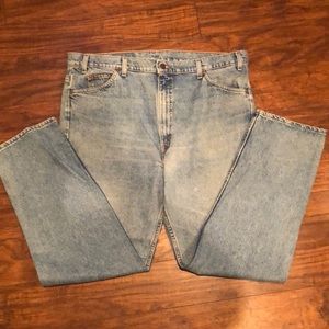 Vintage Orange Tab Levis 505 Denim Blue Jeans 42x32 Made in USA